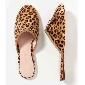 Loeffler Randall Paola Leopard Bow Flat Mules Size 8.5